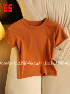 Skin-friendly Loose Short-sleeved Round-neck Womens T-shirt Summer Casual Cotton Blend Slimming High-waist Top