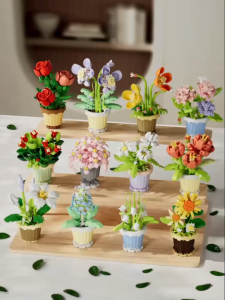 Mini Flower Block Bunga Bricks Plant Building Block Rose Birthday Gift Decoration Mini Cute Cartoon Brick Bunga Toy