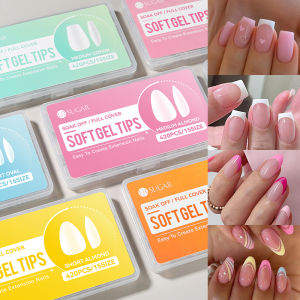 UR SUGAR 420pcs/box Matte Press On Nail Tips Soft Full Cover False Nails Oval Almond Sculpted Fake Nail For DIY Nail Manicure