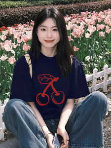 Pure Cotton Stylish Cherry Print Short Sleeve T-Shirt: A New Arrival for Women