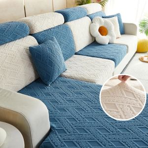 Jacquard Stretch Sofa Seat Cover Solid Color Sofa Cushion Cover Washable Spandex Furniture Protector L-Shaped Sofa Cover