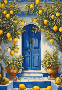 Bộ Tranh Tô Màu Theo Số Theo Phong Cách Biển Ven Biển Ý Màu Xanh Chanh Tự Làm Trang Trí Tường Vẽ Bằng Màu Acrylic Trên Vải Bố Dành Cho Phòng Khách
