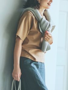 ZOEYJA Dem1xMarisol Cotton T-Shirt Clean Neat Back Zipper Premium Quality Short Sleeve round Neck Pure Color Womens Shirt