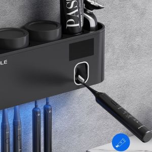 UV Toothbrush Sanitizer chargeable Wall Mounted Toothbrush Sterilizer Auto Squeeze Toothpaste Bathroom Toothbrush Holder