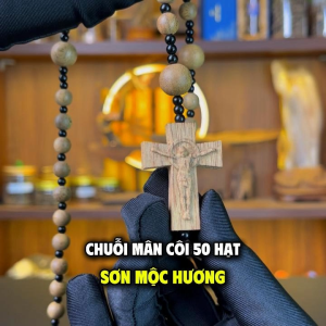 Chuỗi mân côi trầm hương 50 hạt Sơn Mộc Hương tràng hạt công giáo thánh giá cầu nguyện