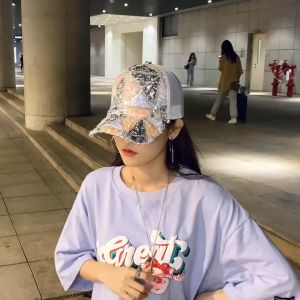 Topi Wanita Baseball Korea Motif Manik Sequin Trucker Hat Fashion Style Casual Import BSBX