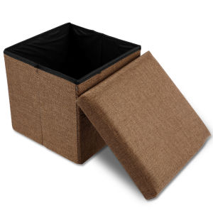 1/2PCS Square Storage Stool Cotton Linen Storage Stool Breathable and Moisture Resistant Foldable Storage Stool for Living Room