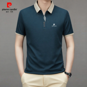 Pierre Cardin Luxury Seamless  Silk Polo Shirt Short Sleeve Ice Silk Quick Dry Business Collar Mens T-Shirt