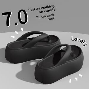 Womens Thick Heel Sandals Summer 2025 New Style Anti-Slip Odor-Resistant Beach Slippers Flat Footwear Korean Style round Head