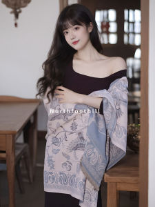 Multi-Functional Scarf Shawl for Women Celebrity Travel Office Air Conditioning Warm Blanket Large Size Tassel Edges Velvet Fabric