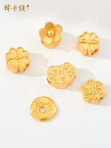 Four Leaf Clover Six Petal Flower Golden Spacer DIY Hand Rope Bracelet Necklace Sand Gold Weaving Cord Beading Accessories