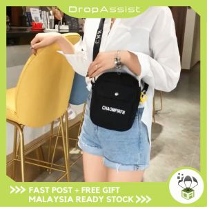 DROPASSIST 1244 READY STOCK Women Small Canvas Square Crossbody Messeng Shoulder Sling Ladies Bag Beg Wanita Perempuan