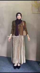 ROK PLISKET BLUDRU PANJANG MEWAH ELEGAN VELVET PREMIUM