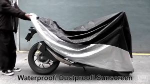 Thickened Motorcycle Cover Waterproof Motor Cover All Season Universal Weather Black Silver-L/XL