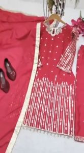 [Pre Order] Size M to XL ~ New Launching Kurti with Pent And Dupatta Set (Material Heavy Pure Satin Silk) ~ Delivery Lead Time : 10 days