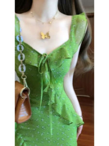 CHANGTONG | Unique Floral Tea Dress French Beach Style 2026 Summer