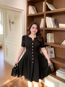 GLEC | Elegant Retro Large Size Dress V Neck