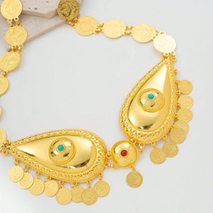 Gold Plated Turkish Coin Womens Belt Arabic Middle East Wedding Festival Chain Waist Accessory Trendy Bridal Fashion