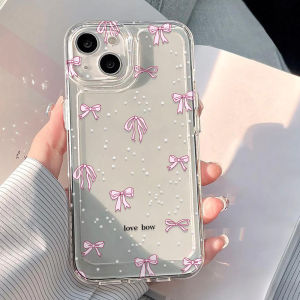 Pink Bow Phone Case For iPhone 17 16 Pro Max Case iPhone 11 13 14 12 15 Pro Max 17 Air 17pro Max Clear Back Cover Bumper Funda