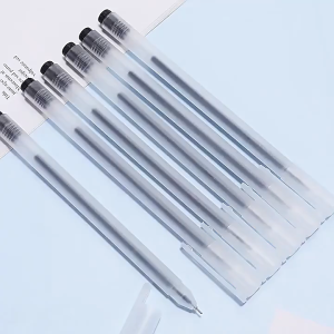 FSPN06 Pena Set 50 Pcs Pulpen Gel Hitam 0.5mm Pulpen Runcing Transparan Cangkang Buram Alat Tulis Kantor dan Sekolah
