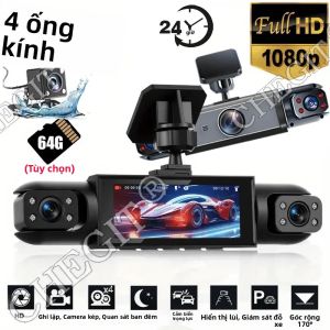 360 °   Camera Hành Trình Ô Tô 1080P Với Ống Kính 3/4 Phía Trước Trái Phải Phía Sau Tầm Nhìn Ban Đêm Hộp Đen Cảm Biến G Phát Hiện Chuyển Động Chức Năng WiFi