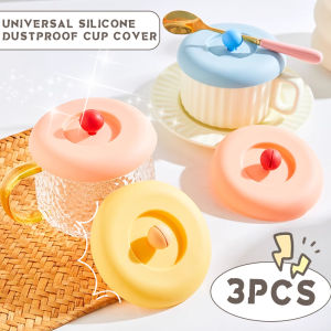 【Warm Homie】3 Pcs Silicone Cup Cover Round Tea Coffee Sealed Lids Anti-Dust Reusable Drink Covers Heat Resistant Mugs Cups Drinking Accessories