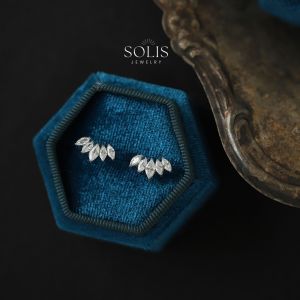 ต่างหูดอกสว่านเพชรน้ำแข็ง18K ชุบทอง • 316L ต่างหูแบบกระดุมไม่เสื่อมคุณภาพกันน้ำสแตนเลสไททาเนียมเหล็กสำหรับผู้หญิง ER350