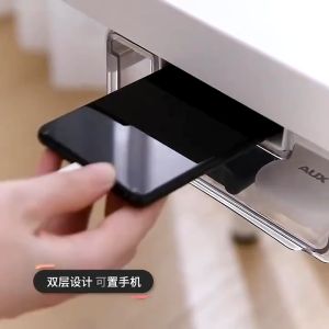 Under Desk Drawer Organizer Hidden Storage Box Transparent Shelf Drawer Desktop Organization for Office Home