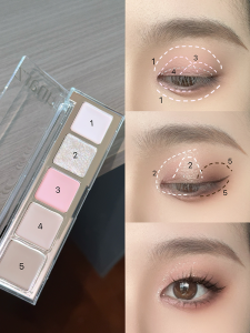 Eunarz Five Color Eyeshadow Palette Green Blue Pearl Clear Shiny Dustproof Colorful Eye Shadow Palette for All Skin Types