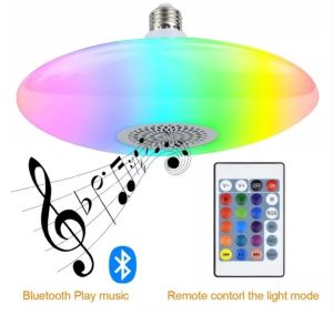 18W UFO LED Christmas Lights Lamp Bulb Ceiling Light with Bluetooth wireless Speaker LED RGB Color Changing Dimmable Remote Control Music Light Ceiling Light flash light party Light bulb E27 Moern design colorful Led Lights Bulb super bright for Room home