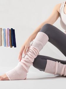 Pink Yoga Socks Womens Knitted Long Tube Stripe Pattern Simple JK Style Warm All Seasons Thickened Home Wear Sock Covers
