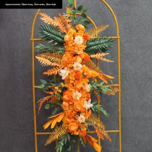 New Arrival Wedding Hall Props Artificial Flower Bouquet Silk Flower Background Long Hanging Flower Pathway Pot Flower Row