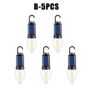 Home Solar Light Rechargeable Light Bulb Warm Light Illumination Outdoor Long Life with Hook Camping Atmosphere Tent Light