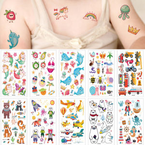 Children Temporary Tattoo Sticker Kids Cartoon Cat Sea Animal Bee Car Fruit Icecream Waterproof  Body Arm Small Kids Fake Tatoo