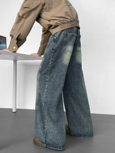 WUKONGYOUHUO | American Washed Deconstructed Straight Mens Jeans Clean Fit Casual