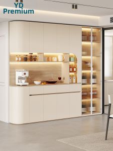 Retro Cream Style Freestanding Sideboard and Wine Cabinet Integrated Wall High Storage 2G359