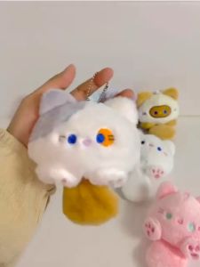 Ready Stock Cute Squeaky Casual Cat Plush Pendant with Sound Toy Cartoon Stuffed Doll Keychain Bag Charm Friend Gift