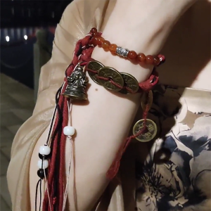 Handcrafted Copper Coin Tassel Bracelet Ethnic Style New Chinese Ancient Fashion Minority Tibetan Accessory Money Symbol Bracelet