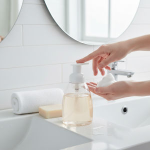 Refillable Foam Pump Bottle 250ml Transparent PET Durable Soap Dispenser One Hand Operation for Home Office Use