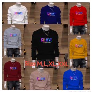 Bisa COS Sweater Keren Crewneck Elegan Kaos Pria Trendy Sweatshirt Kasual Sweter Cowok Baju Believe