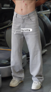 Quần jean quần bò nam nữ ống suông  WASH XÁM TRẮNG SUN T9 thiết kế basic dễ phối đồ phong cách hàn quốc