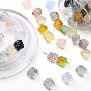 10pcs/Bag 12x13mm Glass Beads Elements of Chinese Lion Dance Loose Spacer Beads 1mm Hole Gradient Color Beads for Handmade Crystal Bracelet Earings DIY Jewelry Making