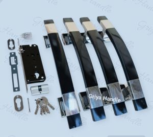 (4 biji) Handle pintu rumah model kotak sabit Lengkung fullset body kunci murah Tarikan pintu rumah model kuputarung panjang 33cm 45cm warna hitam/Handle pintu rumah 2 pintu/Gagang pintu rumah pintu 2/Tarikan pintu rumah minimalis full stainless