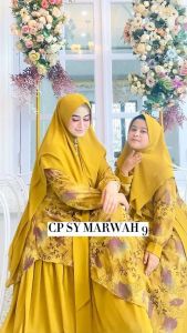 Humaira99 Gamis Syari Couple Ibu Anak Muslim Dress Hijab Muslimah Atasan Wanita Longdress Busui Terbaru Terlaris Pesta Lebaran Bahan Ceruty Babydoll Cp Marwah9