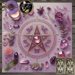 VIKAMA Mystic Crystal Star-Shaped Altar Cloth For Witch-Themed Natural-Style Table Decor Card Layouts And Decorative Placemat
