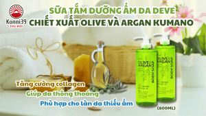 SỮA TẮM DƯỠNG ẨM DA DẦU OLIVE & ARGAN DEVE NHẬT BẢN (800ML)
