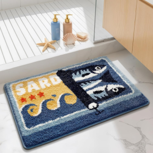 VIKAMA Cartoon Sardine Fish Fluffy Bath Mat Anti Slip Quick Dry Rug For Bathroom Door Balcony Nautical Cute Home Decor