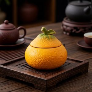 QIANYI | Citrus Design Portable Moisture-proof Ceramic Tea Canister