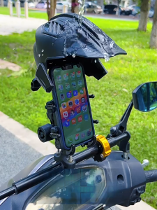 HOTSPEED Motorcycle Phone Holder Helmet Sunshade Cover Carbon Style Anti-Glare Light Rain Shield