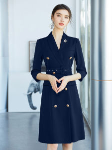 Elegant Professional Suit Dress Womens A-Line Skirt Workwear Fitted Style Button Detail Polyester Fiber Summer Season